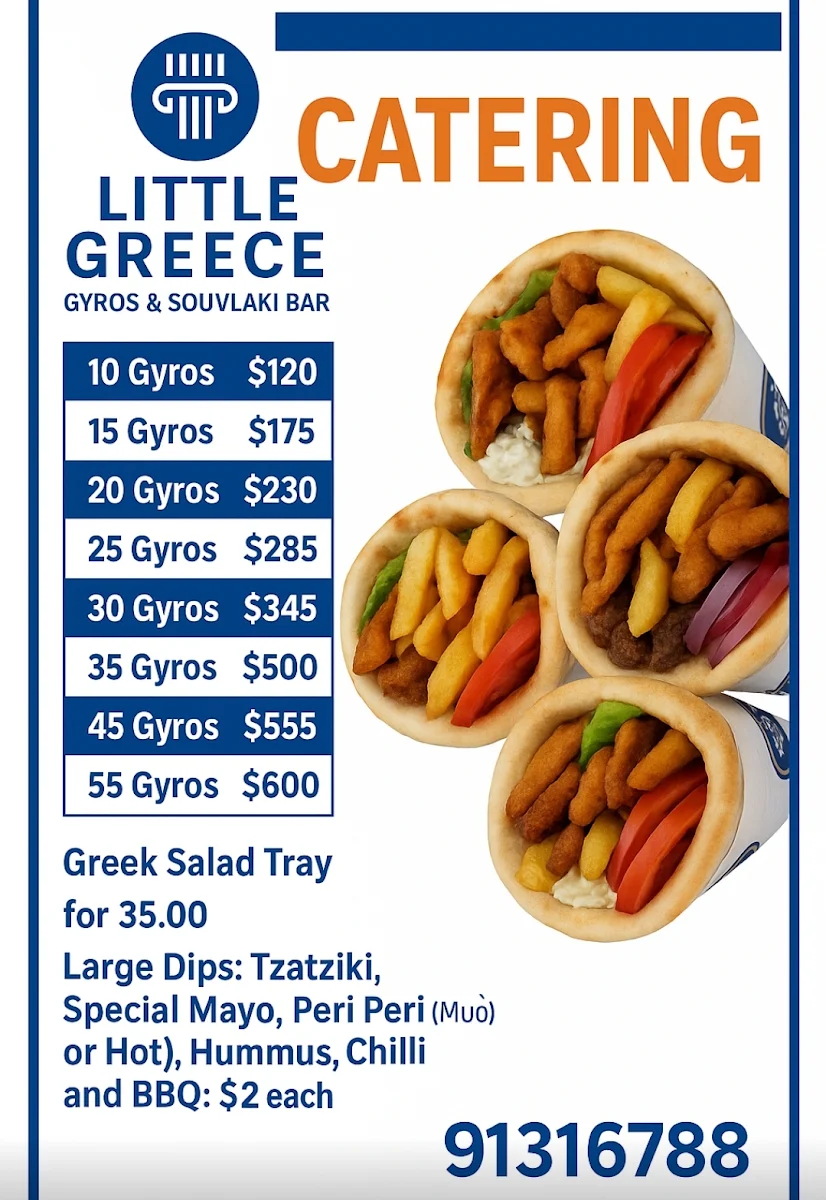 Menu, Little Greece Gyros & Souvlaki Bar