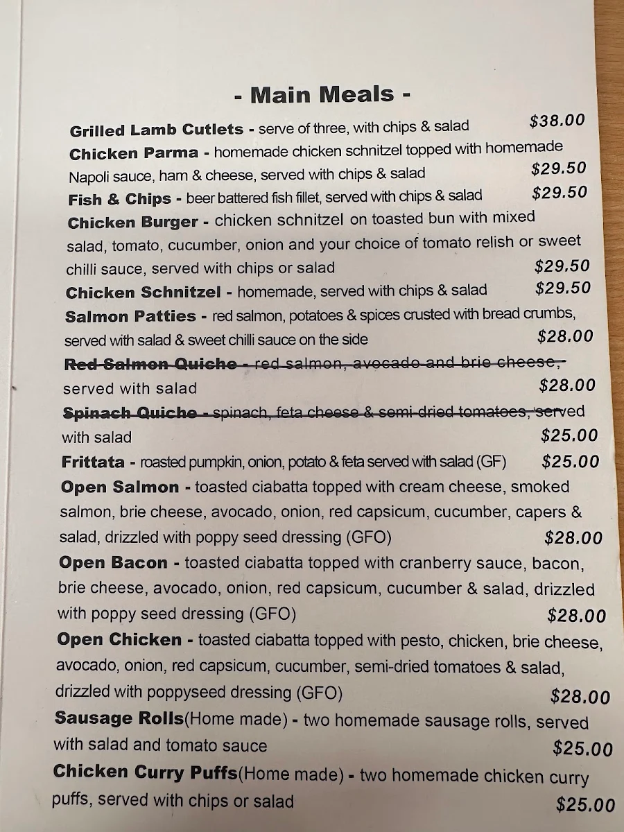 Menu, Cafe Coffea