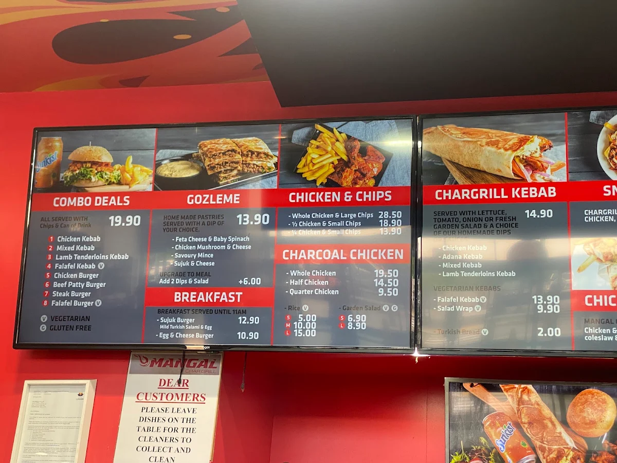 Menu, Mangal Char Grill