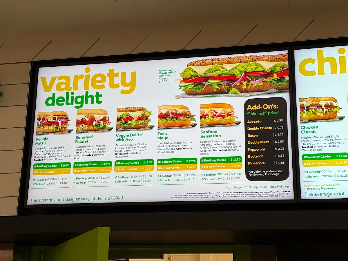Menu, Subway