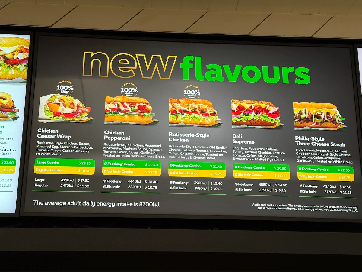 Menu, Subway