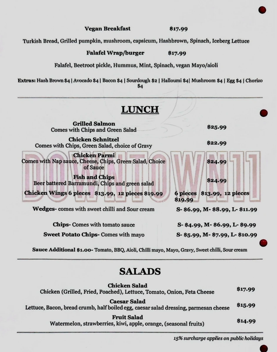 Menu, Downtown11
