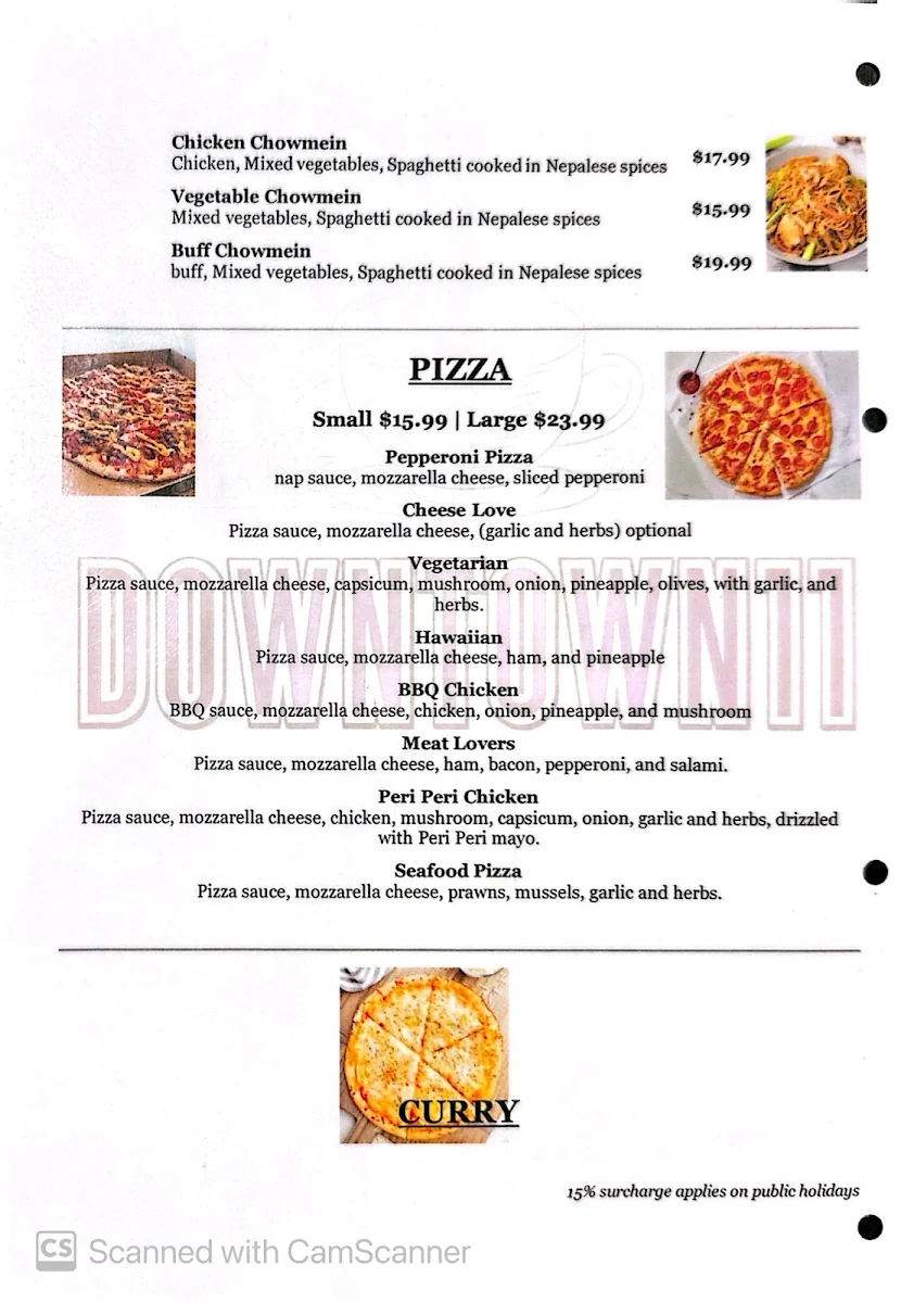 Menu, Downtown11