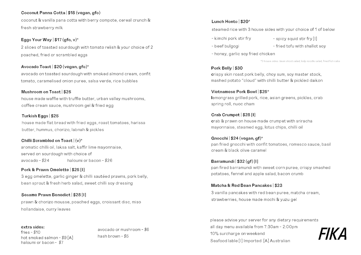Menu, Coffee Anthology