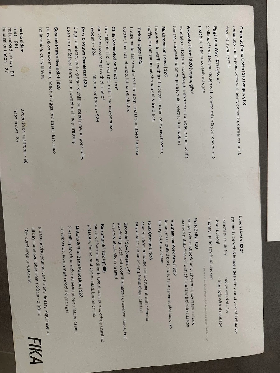 Menu, Coffee Anthology