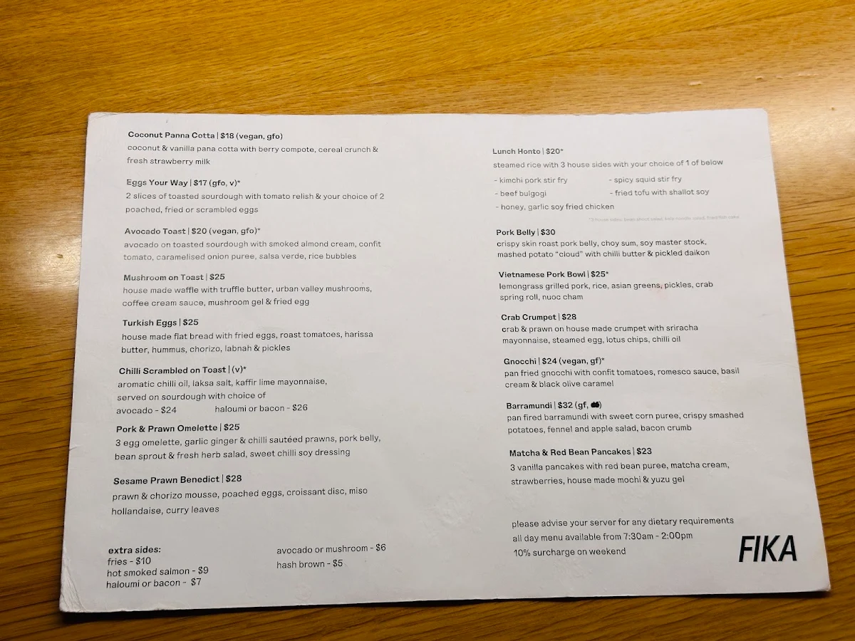 Menu, Coffee Anthology