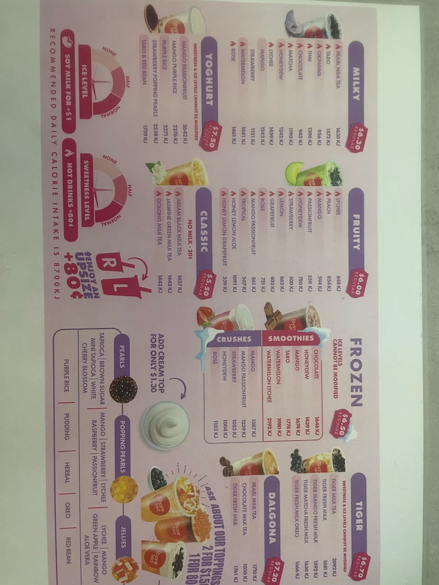 Menu, Sharetea Richmond Marketplace