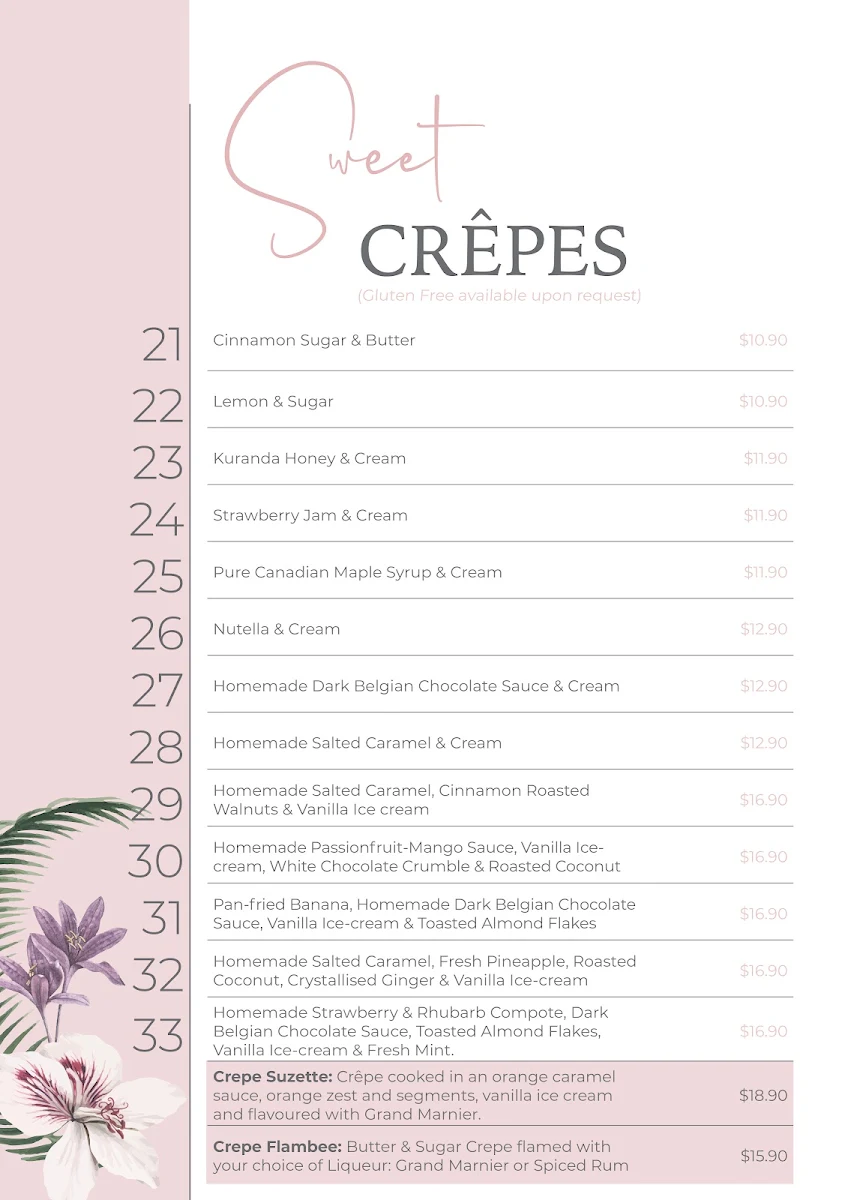 Menu, The Petit Cafe