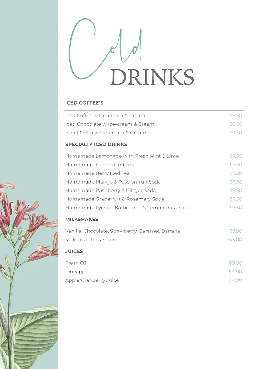 Menu, The Petit Cafe