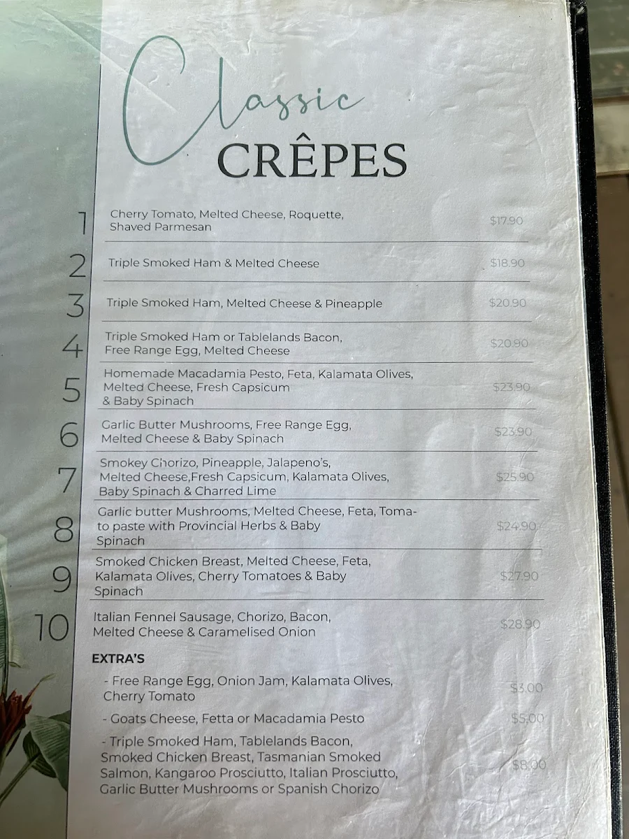 Menu, The Petit Cafe