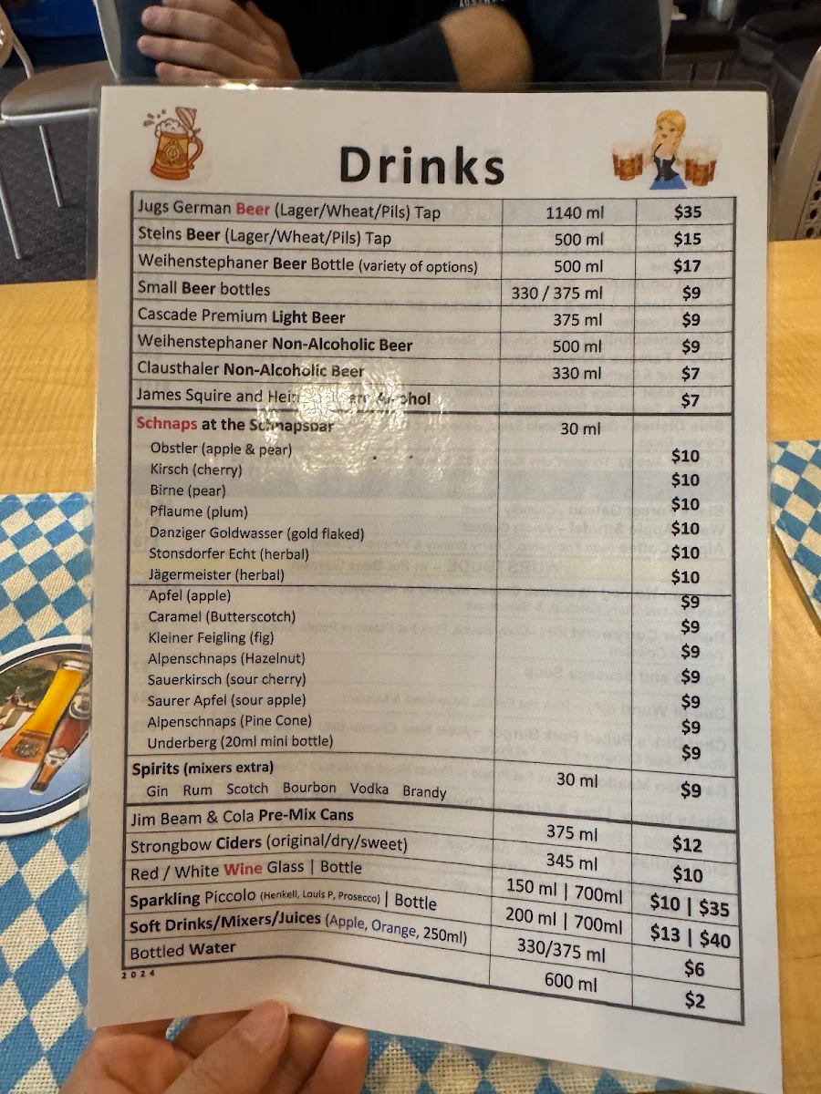 Menu, The Rhein-Donau Club Inc.