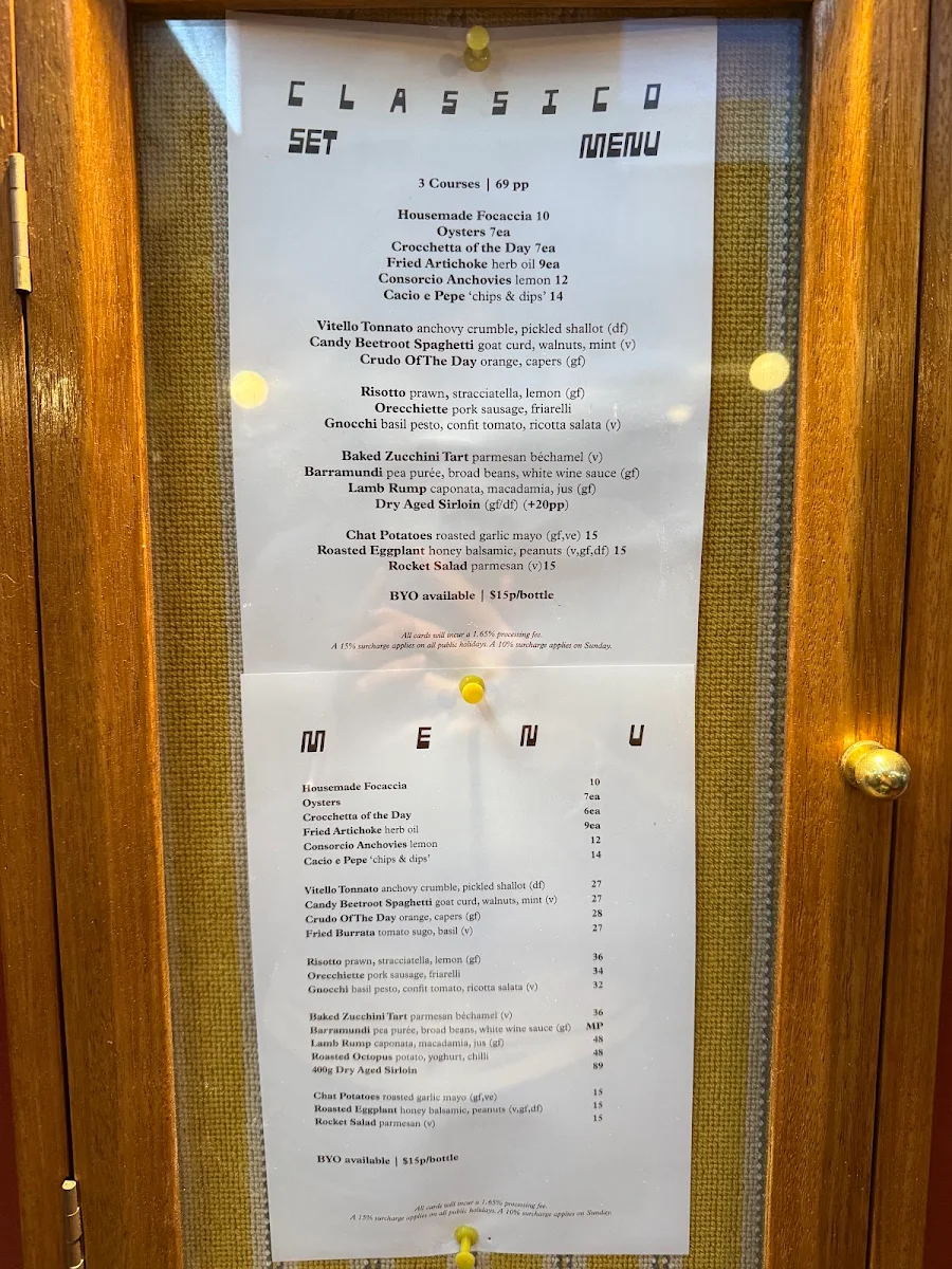 Menu, Noi