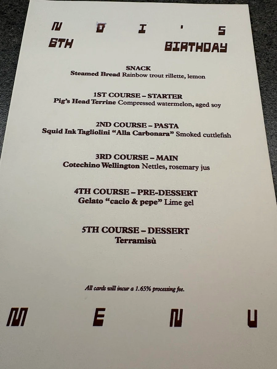 Menu, Noi