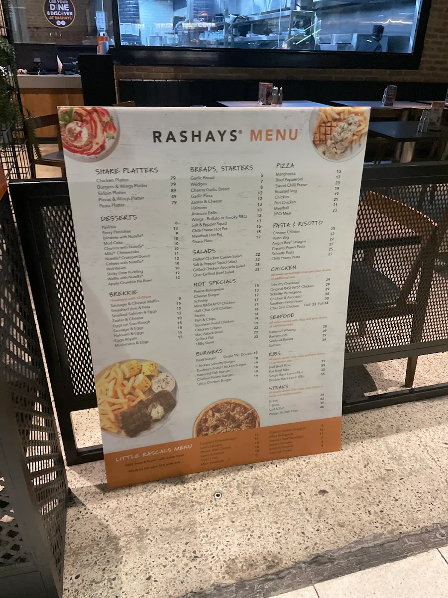 Menu, RASHAYS - Lidcombe