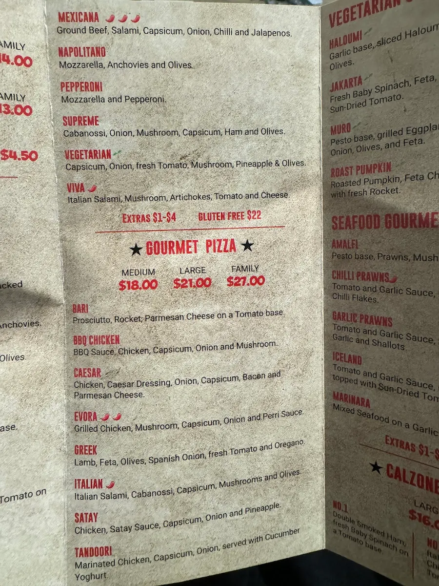 Menu, Luigi's Pizza Bar