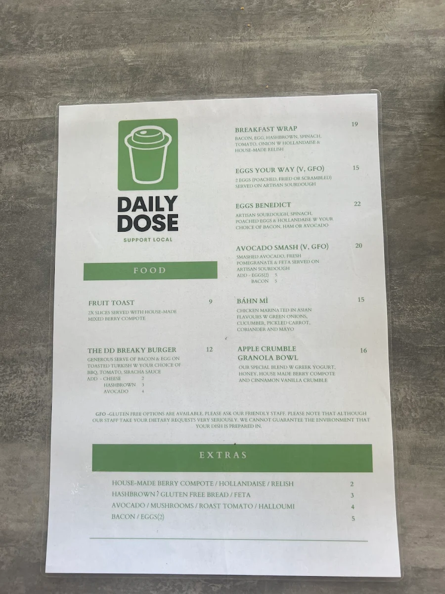 Menu, Daily Dose