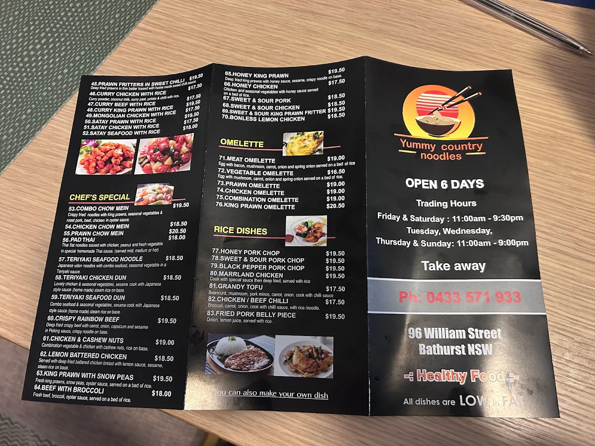 Menu, Yummy Country Noodles