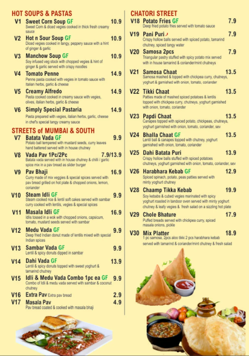 Menu, Dosa Club