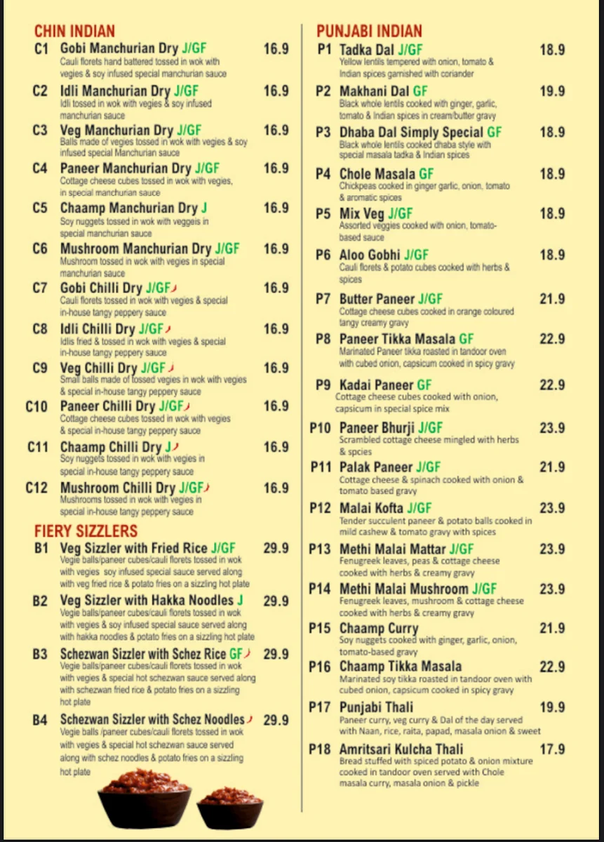 Menu, Dosa Club