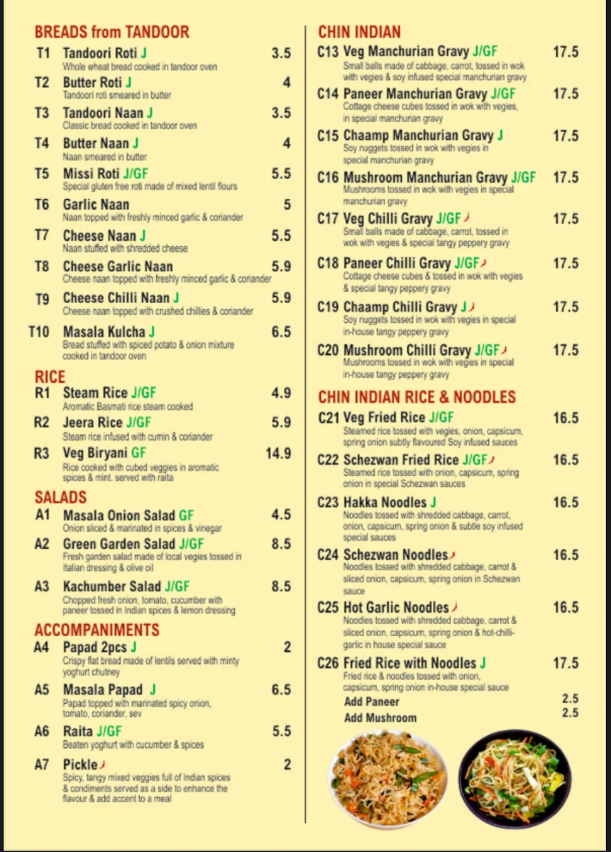 Menu, Dosa Club