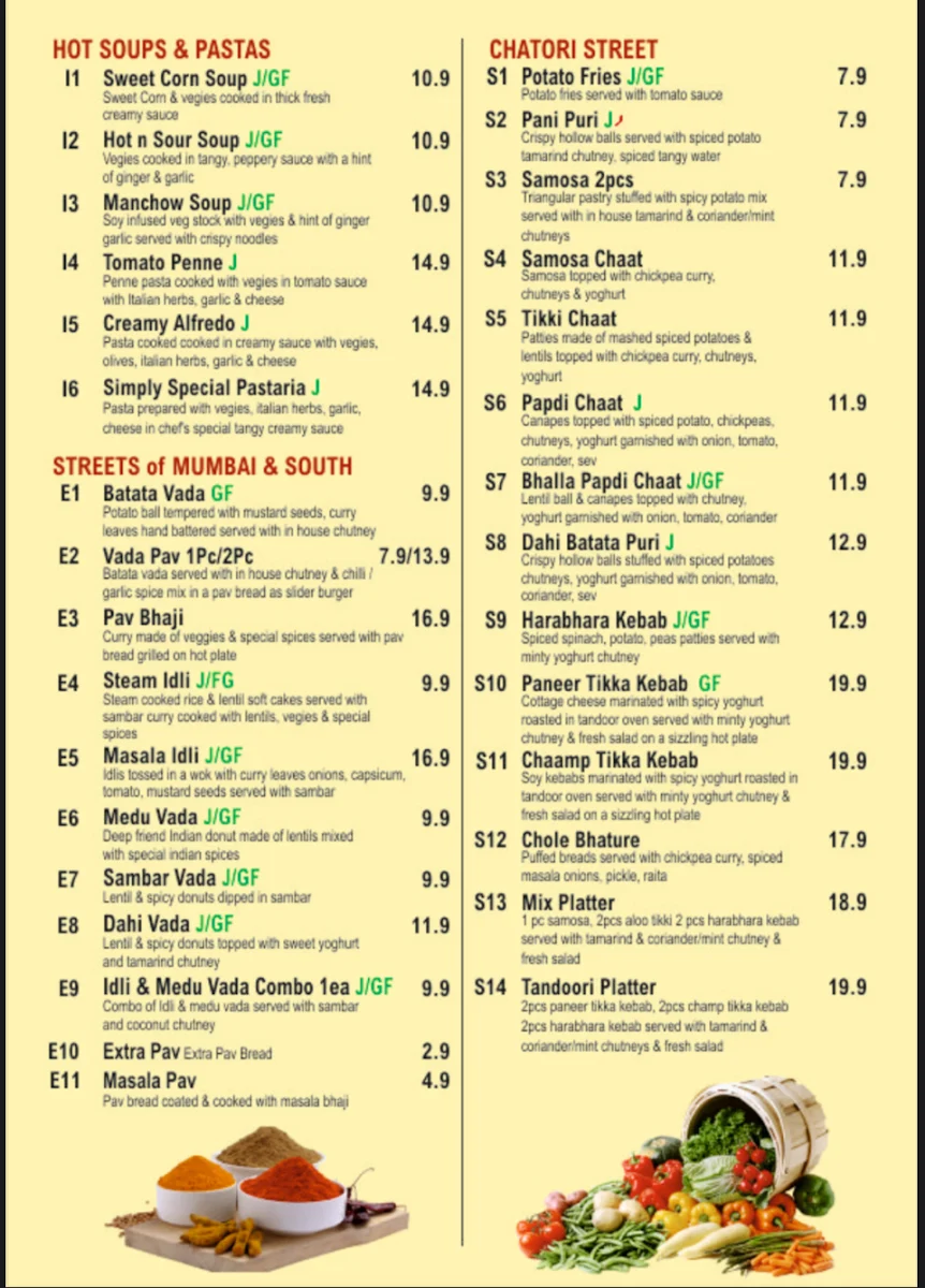 Menu, Dosa Club