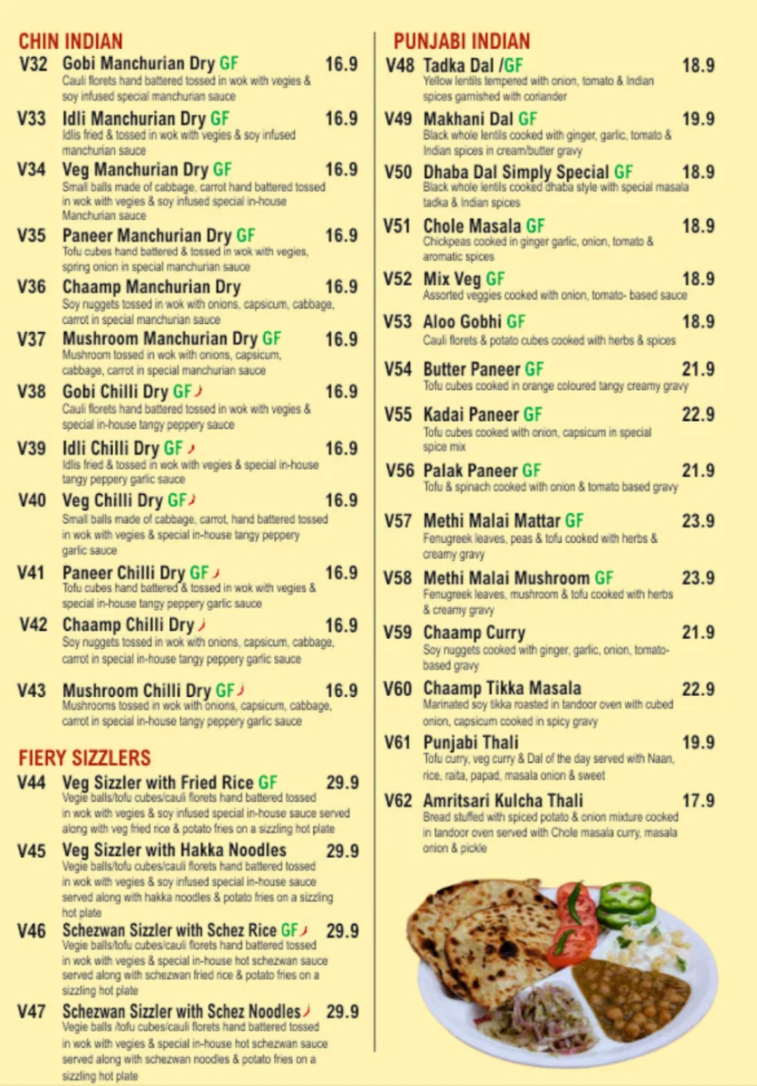 Menu, Dosa Club