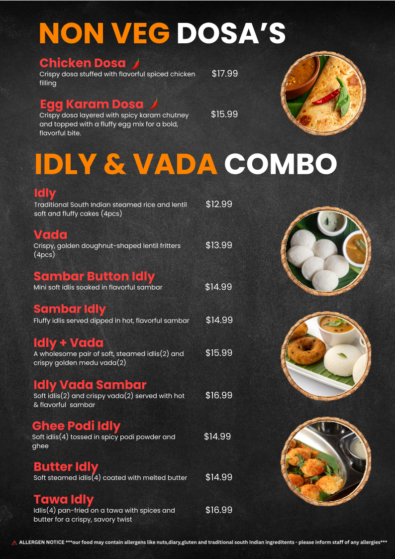 Menu, Dosa Wok-In