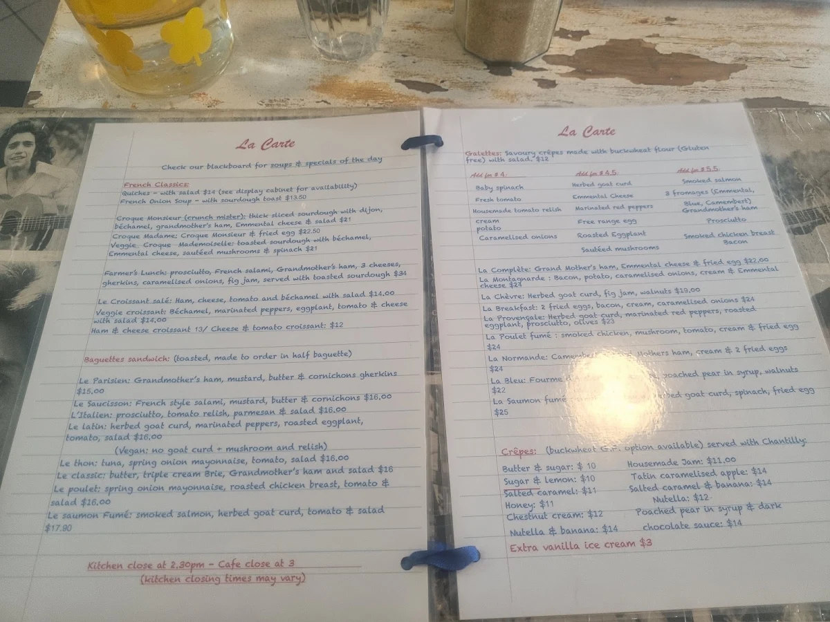 Menu, Le Café Flo