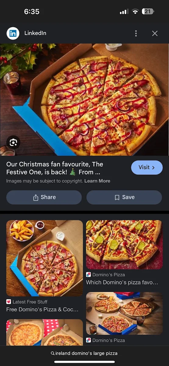 Menu, Domino's Pizza Warrnambool