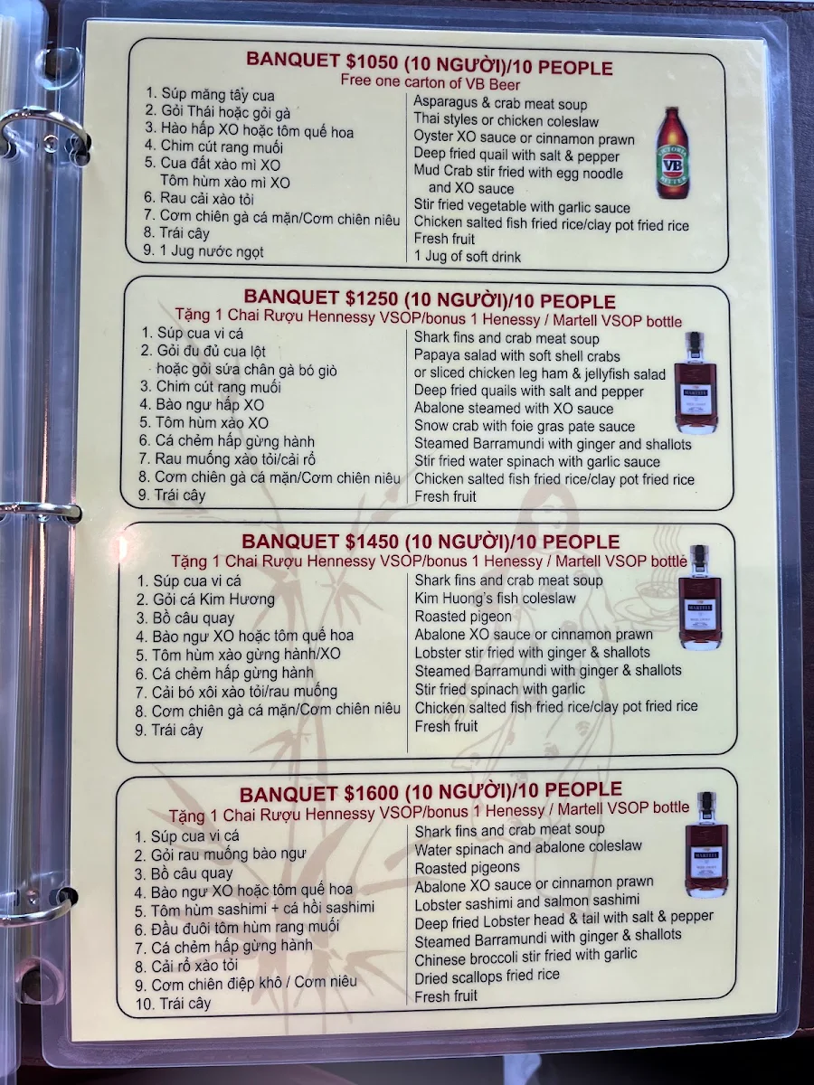 Menu, Kim Huong