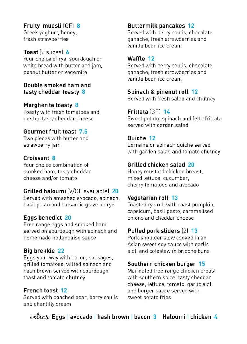 Menu, The Perfect Blend Coffee Cafe