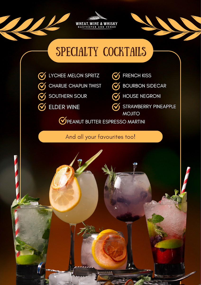 Menu, Wheat, Wine & Whisky