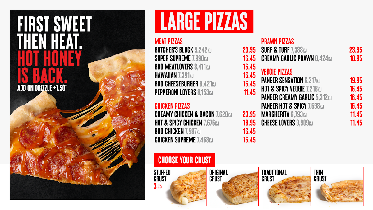 Menu, Pizza Hut Altona North