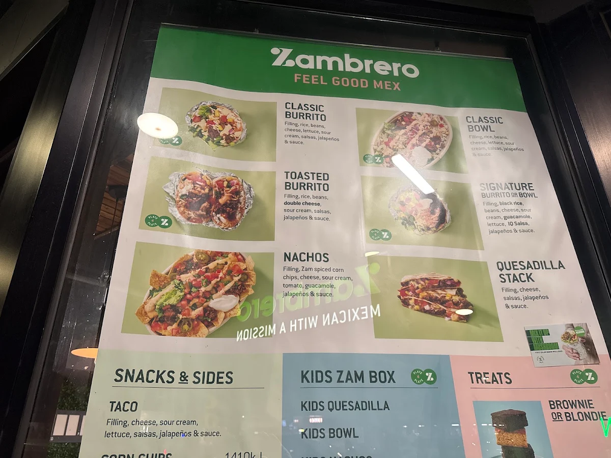 Menu, Zambrero Mildura