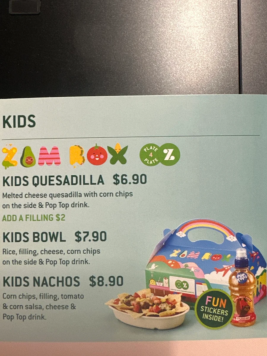 Menu, Zambrero Mildura
