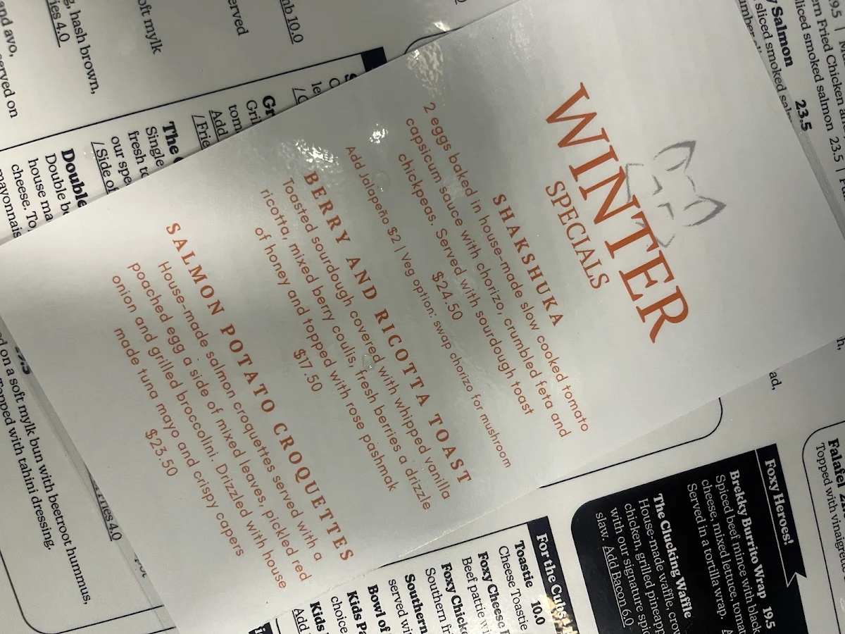 Menu, Four Little Foxes