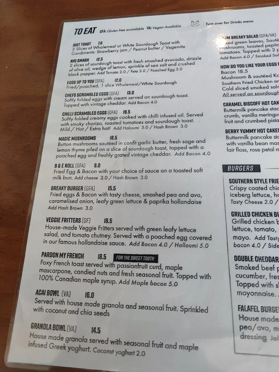 Menu, Four Little Foxes