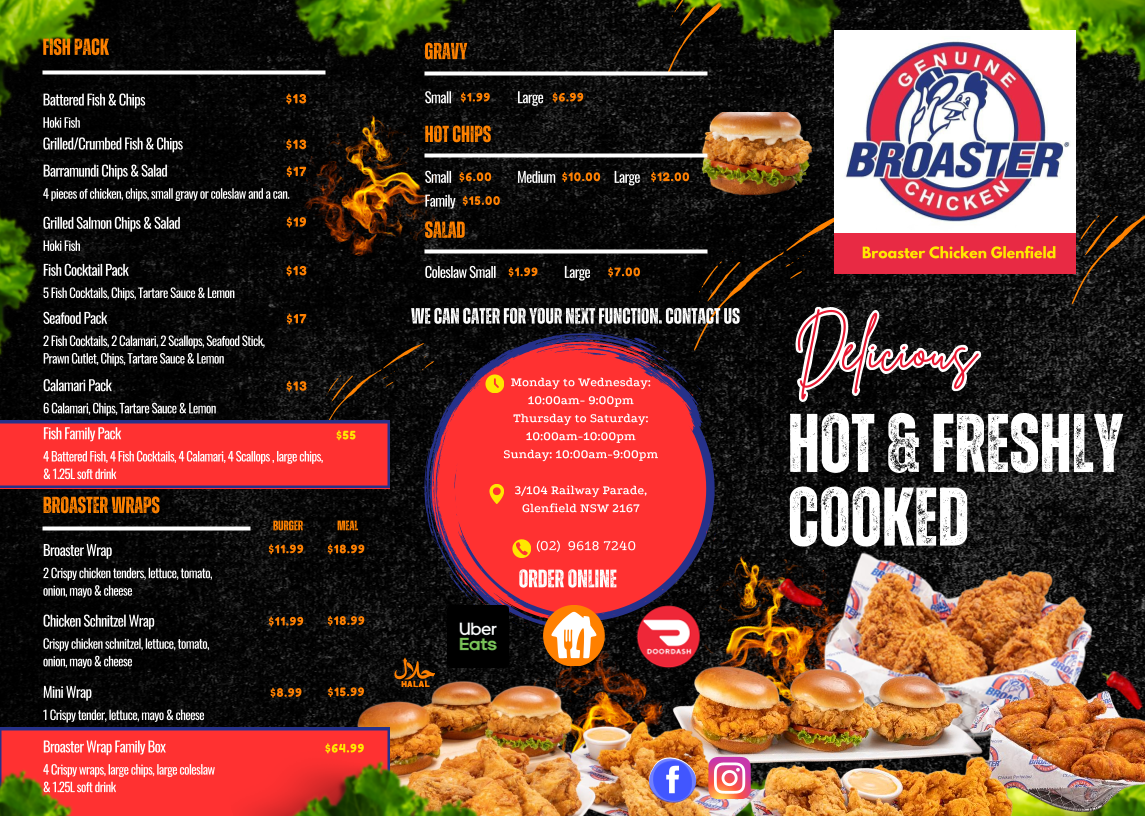 Menu, The Fabulous Fish And Chicken