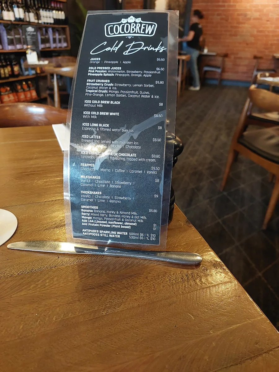 Menu, CocoBrew Rockhampton William St Restaurant