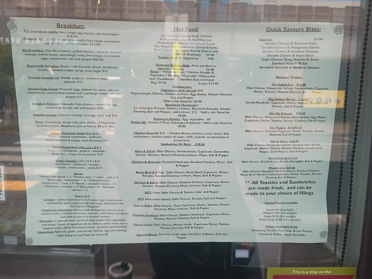 Menu, Yarra Valley Soul Cafe