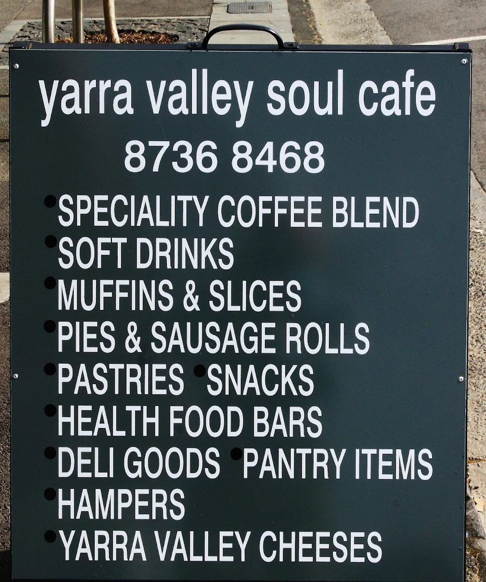 Menu, Yarra Valley Soul Cafe