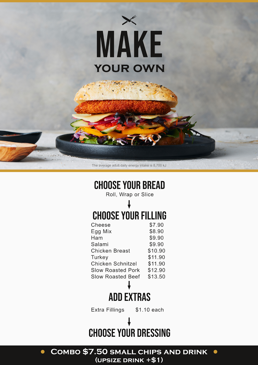 Menu, Sandwich Chefs - Stud Park