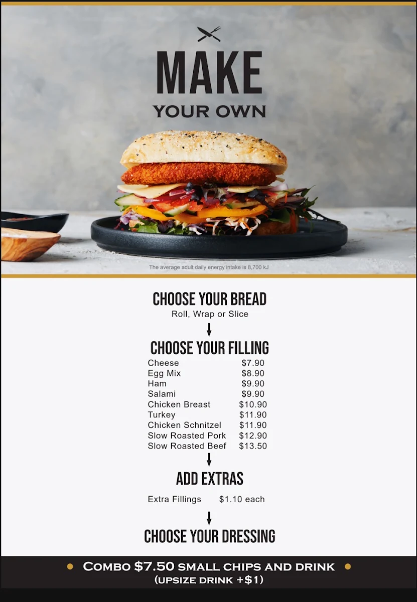 Menu, Sandwich Chefs - Stud Park