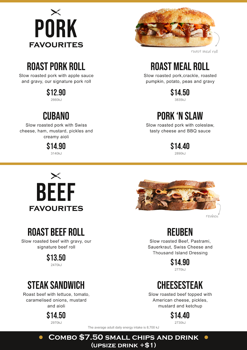 Menu, Sandwich Chefs - Stud Park