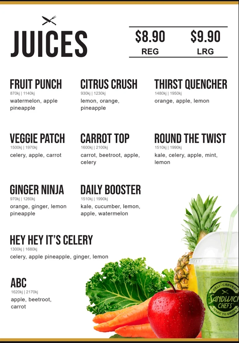 Menu, Sandwich Chefs - Stud Park