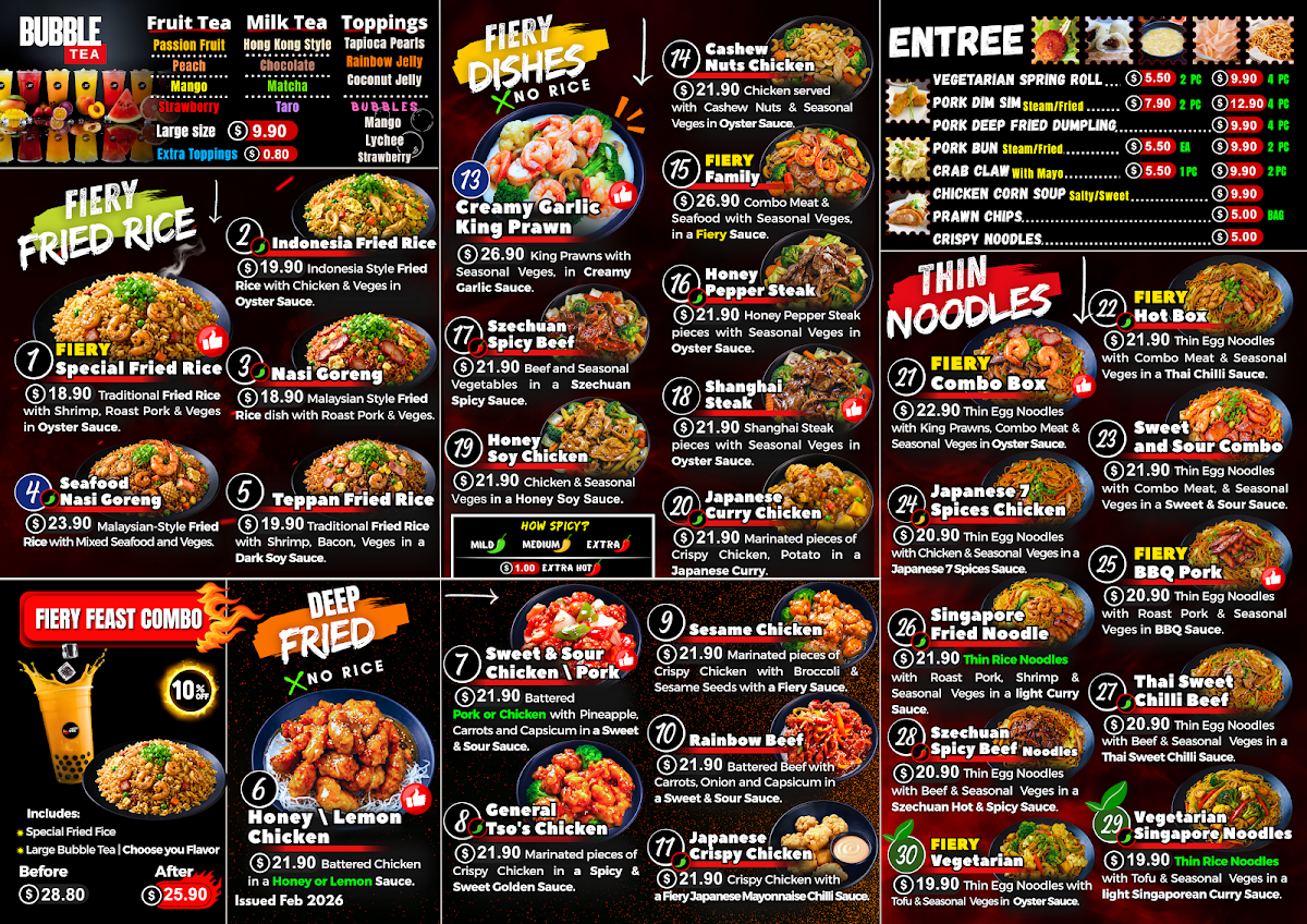 Menu, Fiery Wok