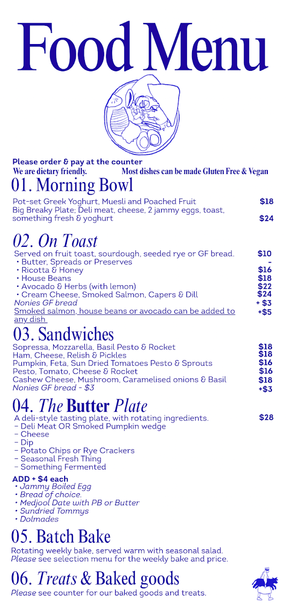 Menu, Shop Butter Cafe