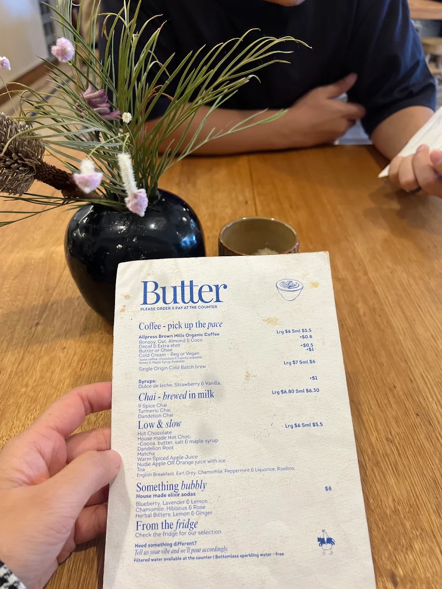 Menu, Shop Butter Cafe