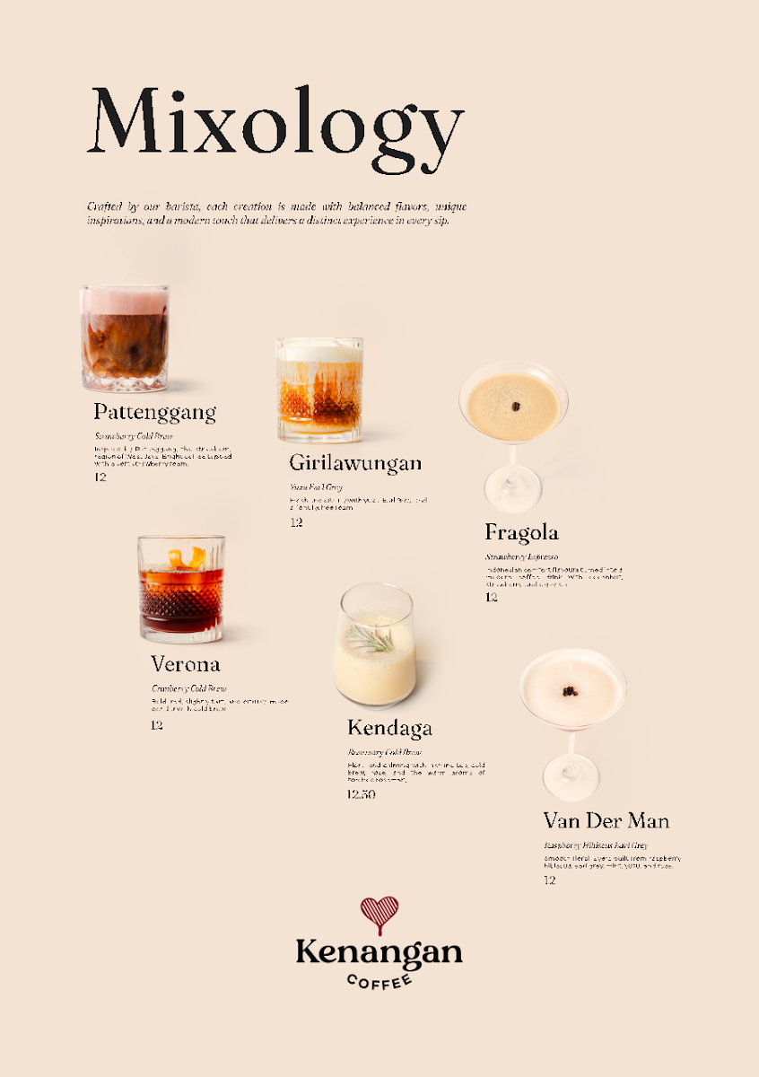 Menu, Kenangan Coffee Druitt Sydney