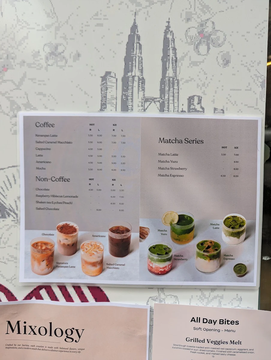 Menu, Kenangan Coffee Druitt Sydney